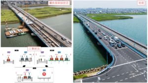 床版取替・桁拡幅の施工状況